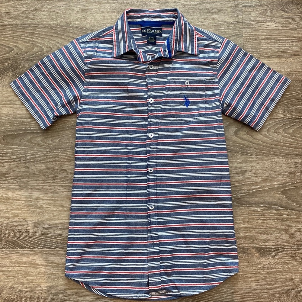 US Polo Assn Boys Striped Short Sleeve Shirt, Size 10/12